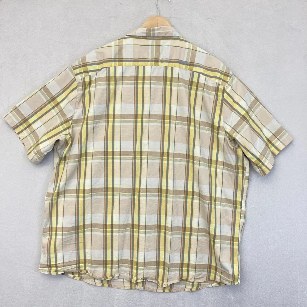 Ascend Snap Up Lightweight Shirt Mens 2XL Plaid Yellow Brown‎ Outdoor Pocket XXL
